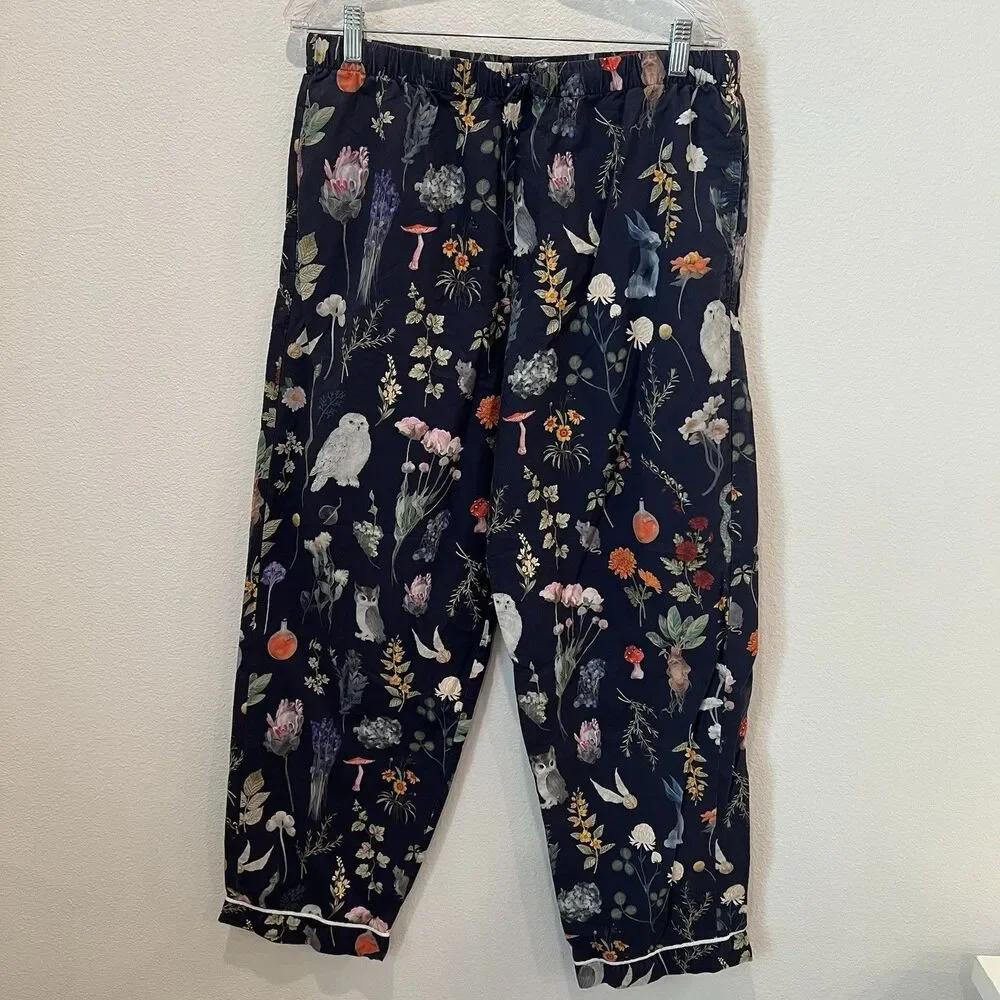 Pottery Barn Teen HARRY POTTER Herbology 2 Pc Cotton Pajamas  Owls Magic Size M
